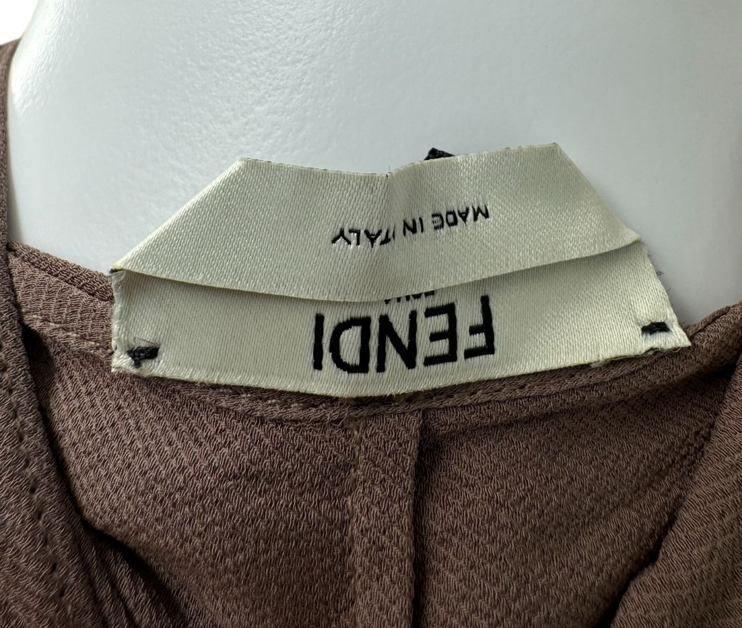 Fendi Draped Silk Georgette Blouse in Cocoa Brown – Size IT 42 (US 6)