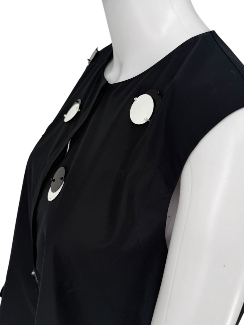 Akris Punto Black Cotton Tunic with Mirror Disc Detail – Size 10