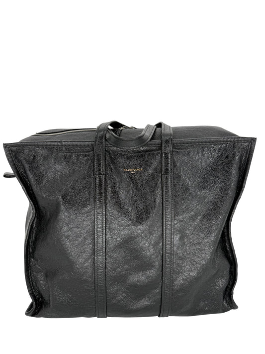 Balenciaga Black Arena Leather Bazar Shopper Tote Bag - XL