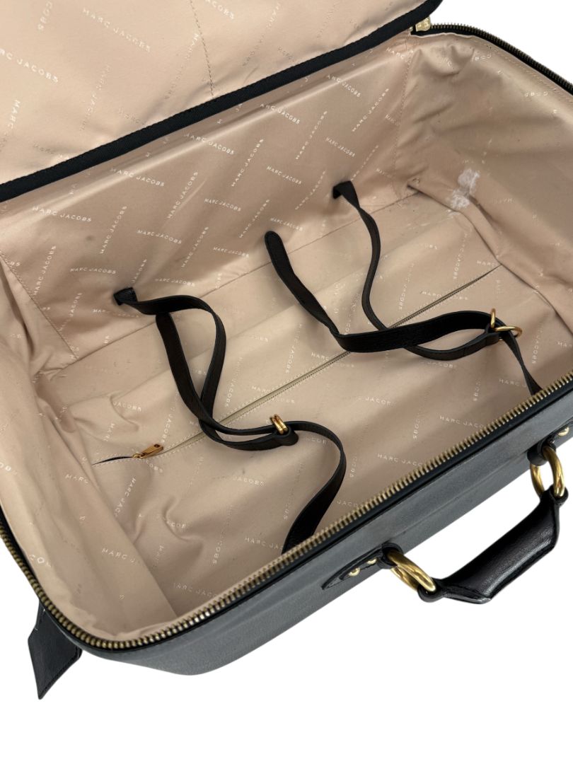 Marc Jacobs Quilted Black Leather Carry-On Suitcase – 20.8" x 14.2" x 8.3"