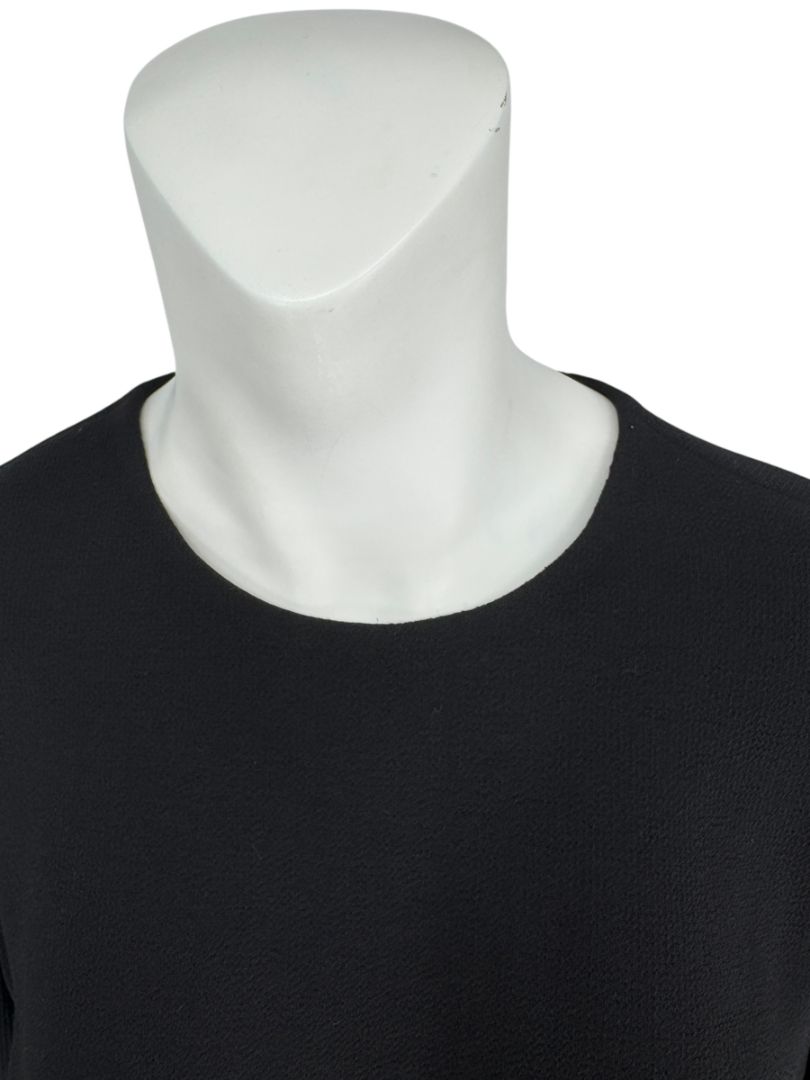 Lela Rose Black Wool-Blend Bell Sleeve Top with Pearl Trim – Size 6