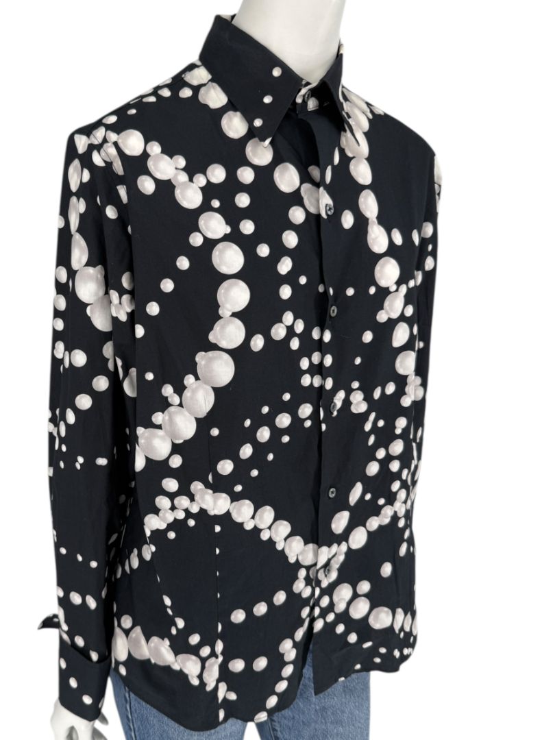 Craig Taylor Black & White Abstract Bubble-Print Long-Sleeve Shirt – Size XL