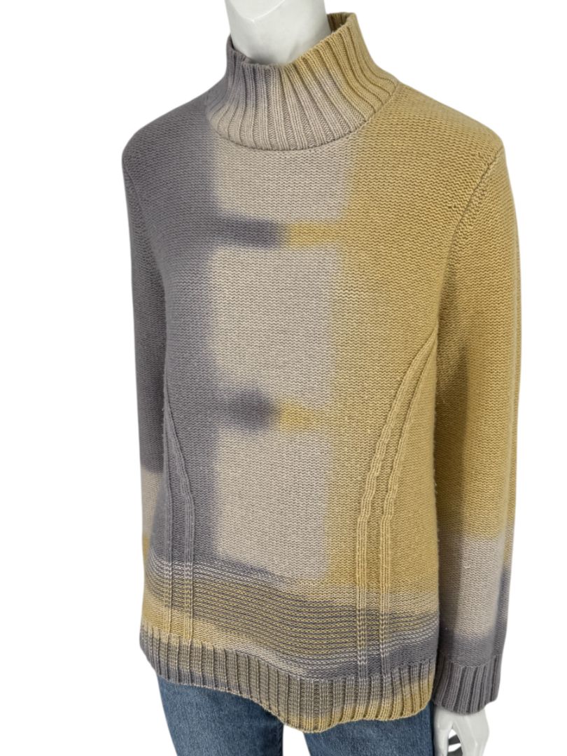 Lafayette 148 New York Wool-Cashmere Ombre Mock Neck Sweater – Size L