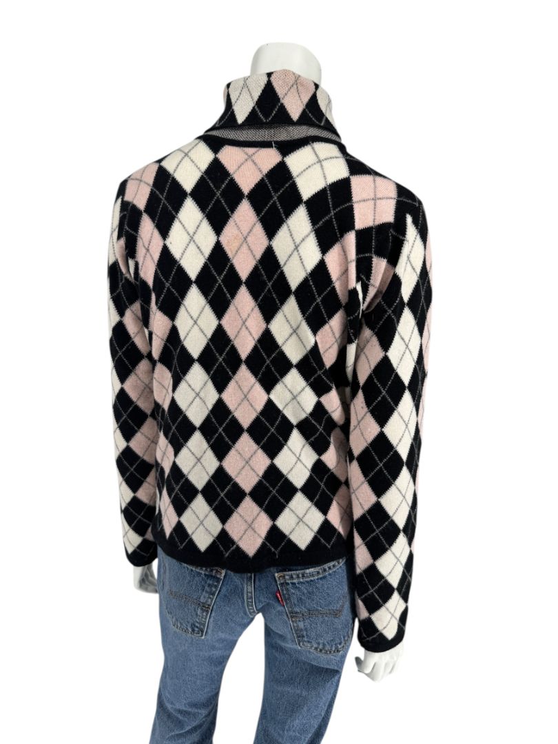 Pringle of Scotland 100% Cashmere Argyle Turtleneck Sweater – Size XL