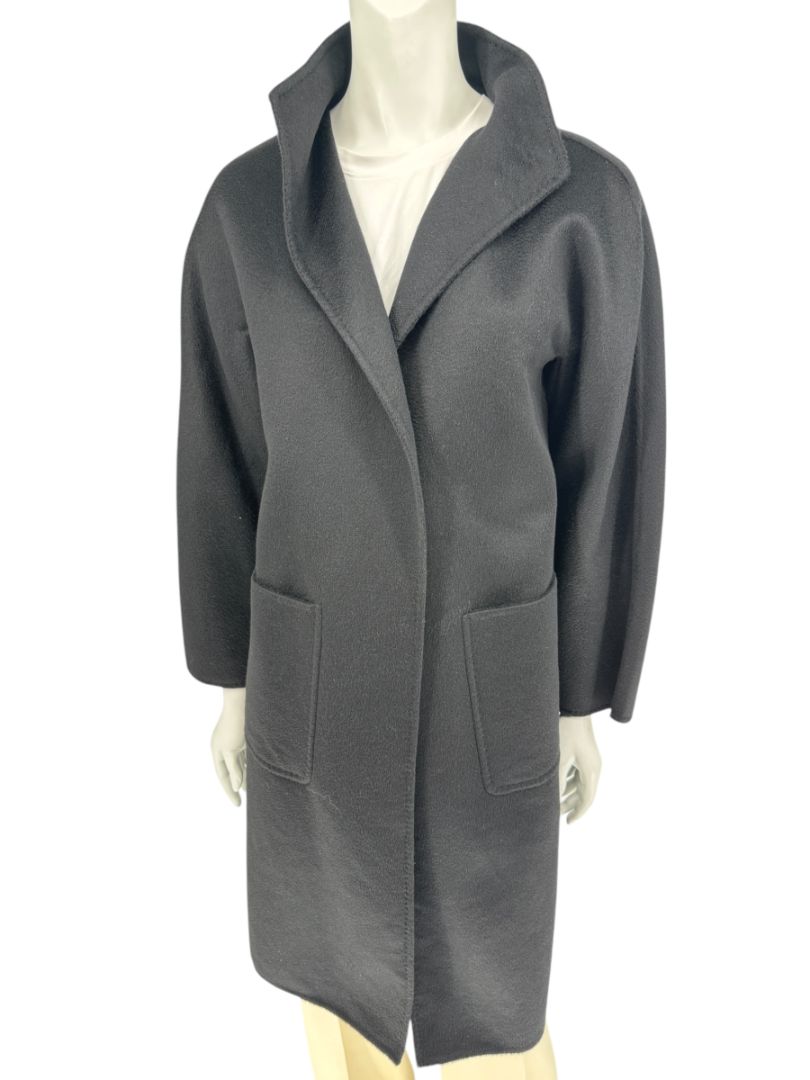 Max Mara Women’s Black 100% Wool “Cucito a Mano” Coat – Size 4