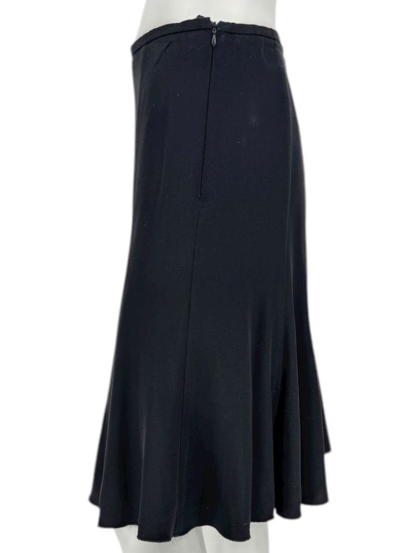 Armani Collezioni Black Acetate–Silk Flared Midi Skirt – Size 12 (IT 48)