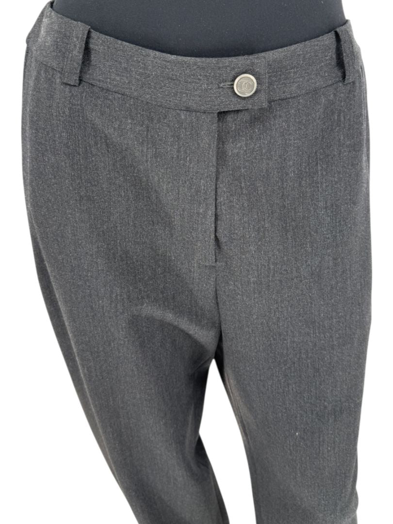 Chanel Charcoal Wool-Blend Straight-Leg Trousers – Size 42