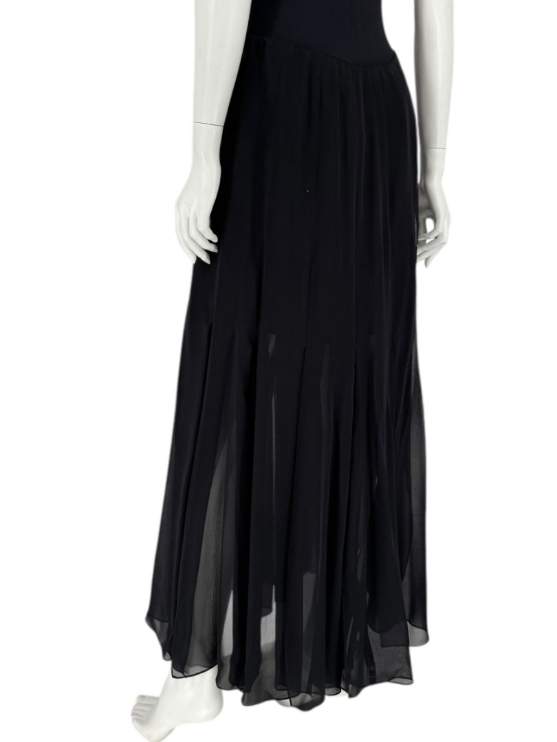 Dana Buchman Black Silk Pleated Maxi Skirt – Size 10