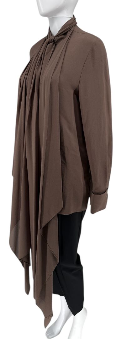 Fendi Draped Silk Georgette Blouse in Cocoa Brown – Size IT 42 (US 6)