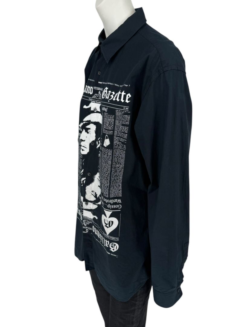 Galliano Gazette Oversized Graphic Cotton Shirt – Size 54 (Men's)