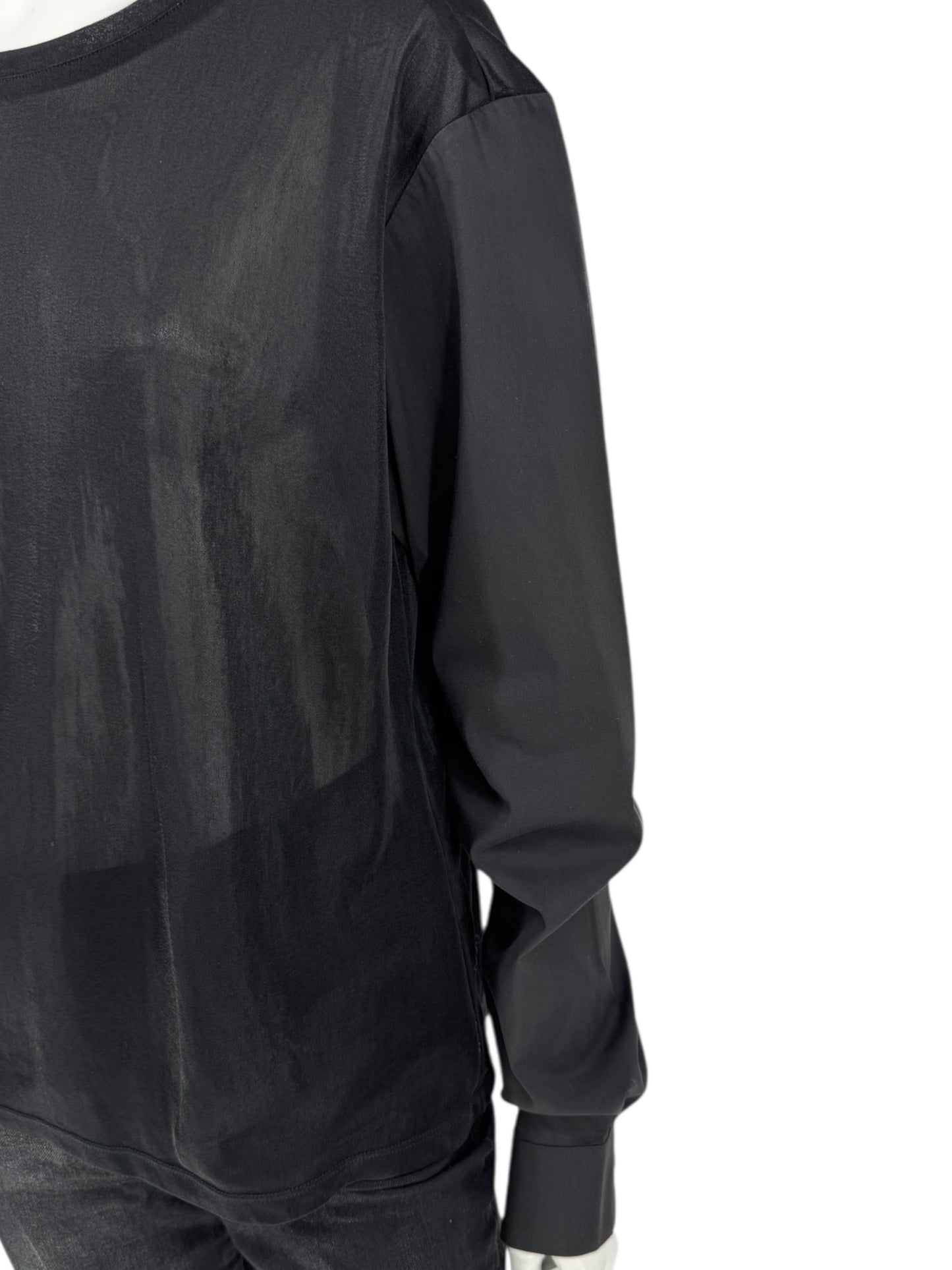 Prada Black Mixed-Fabric Long Sleeve Top – Size IT 40