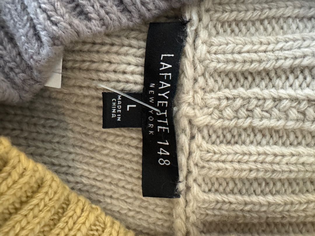 Lafayette 148 New York Wool-Cashmere Ombre Mock Neck Sweater – Size L