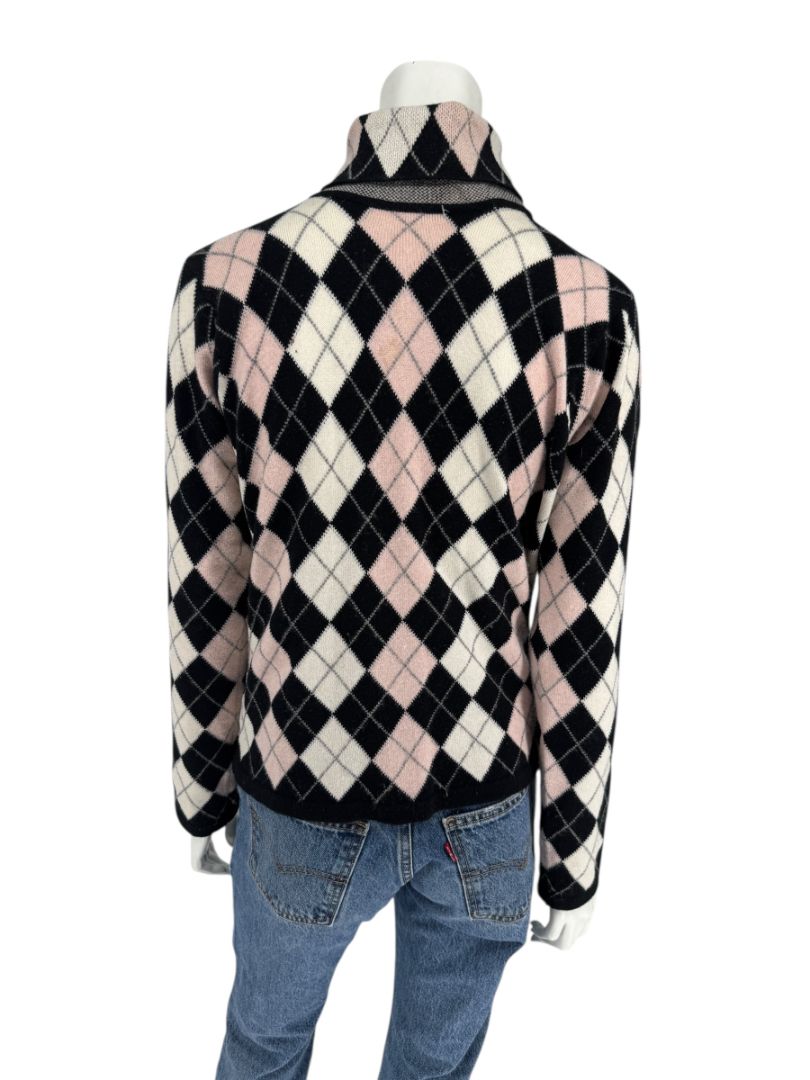 Pringle of Scotland 100% Cashmere Argyle Turtleneck Sweater – Size XL