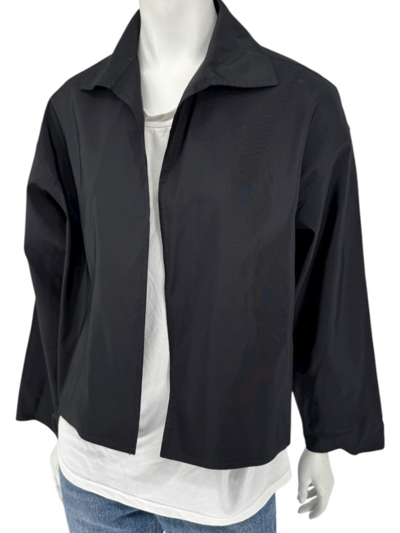 Zoran Black 100% Silk Cropped Jacket – Size Large