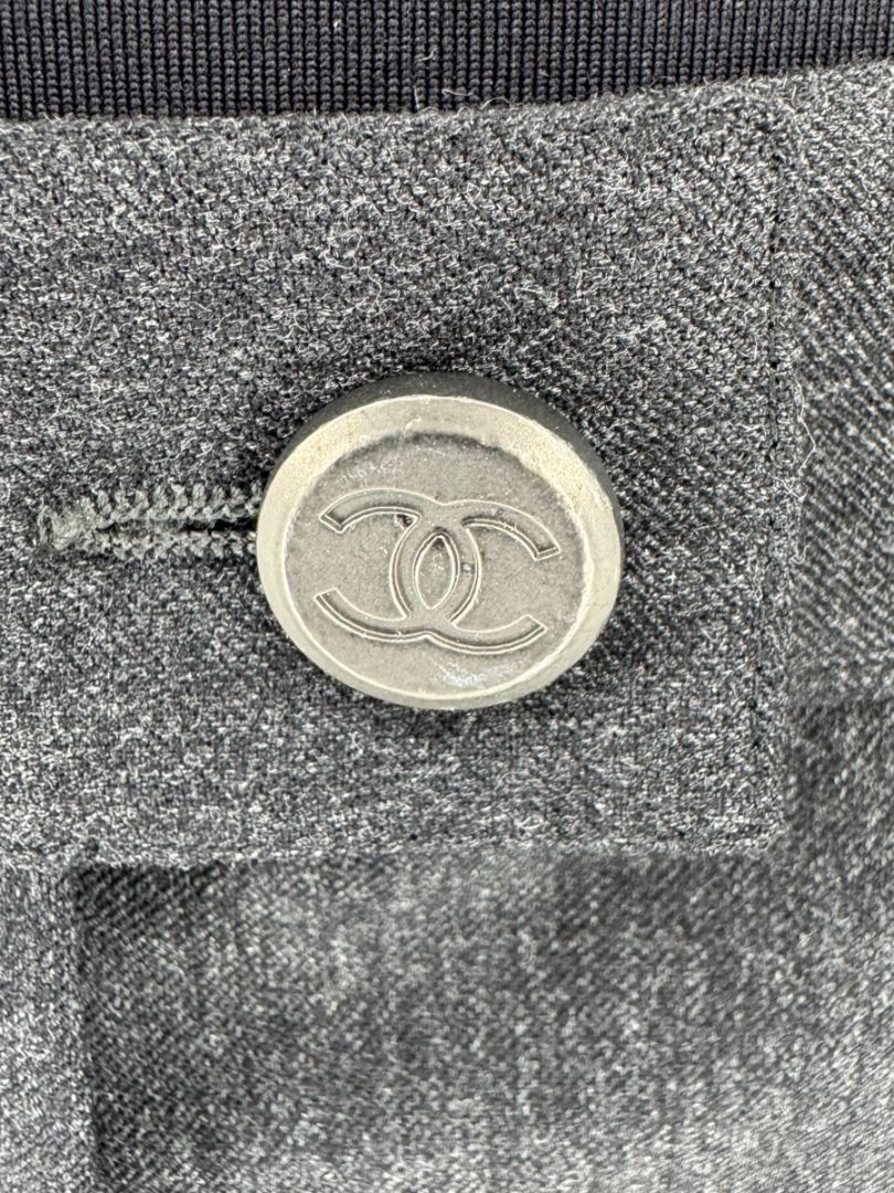 Chanel Charcoal Wool-Blend Straight-Leg Trousers – Size 42