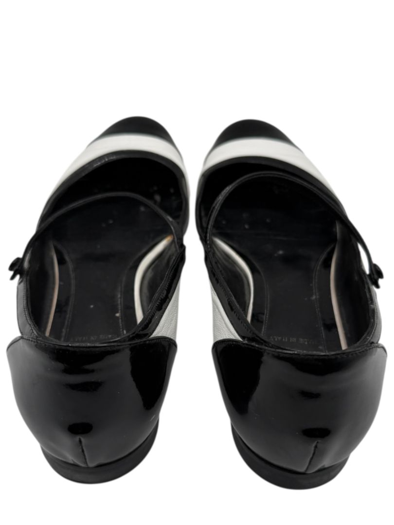 Fendi Black & White Leather Mary Jane Ballet Flats – Size 41