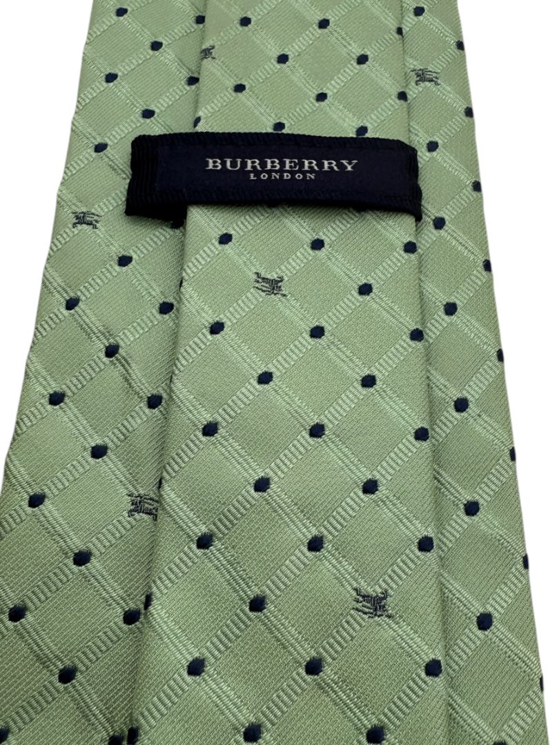 Burberry London Sage Green Geometric Micro-Dot Silk Neck Tie