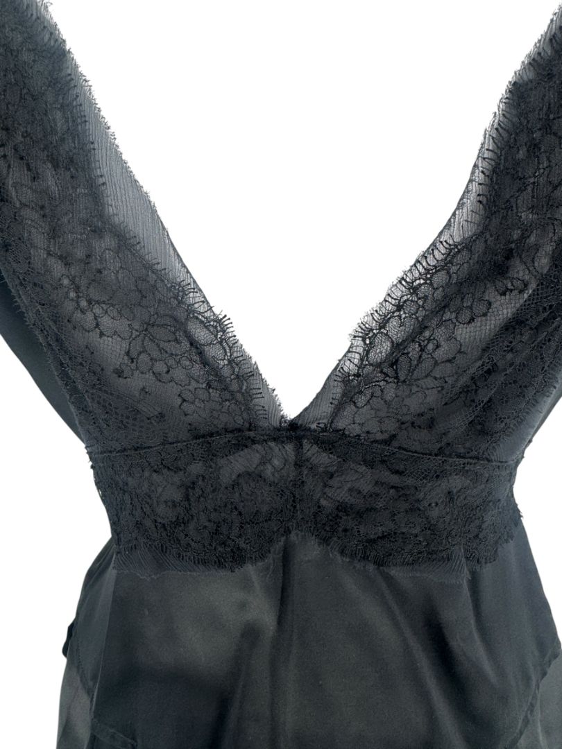 Prada Black Silk Lace Trim Ruffle Blouse – New with Tags – IT 40 / US 4