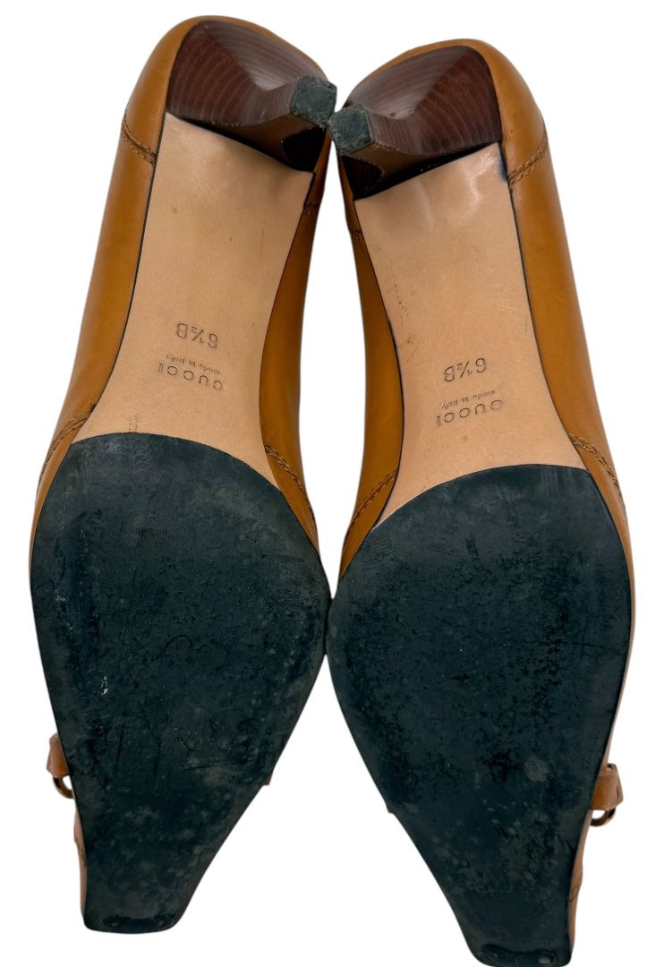 Gucci Tan Leather Horsebit Pumps – Size 36.5 – Good Preowned Condition