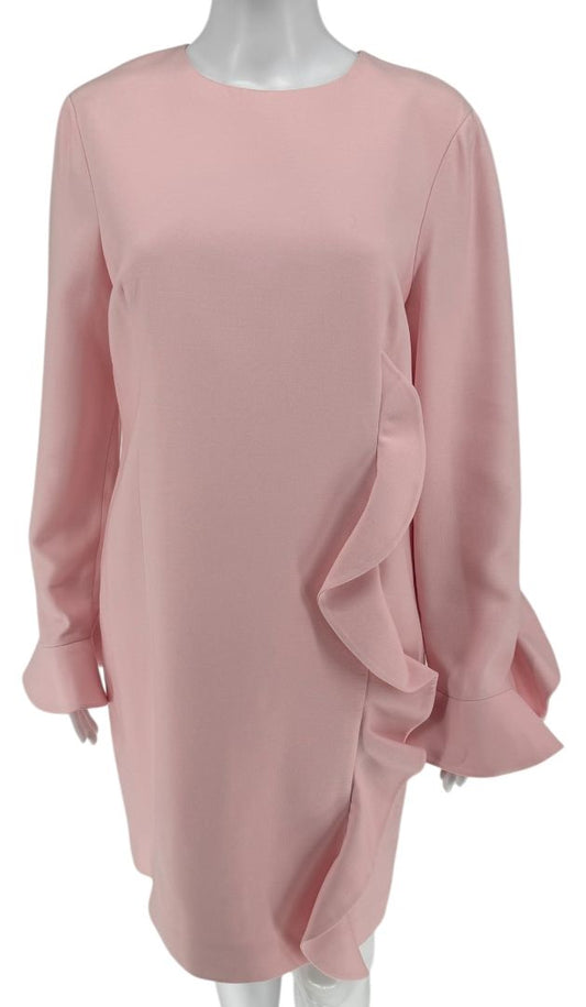 Valentino Pink Crepe Ruffle Detail Dress – Size 10 – Very Good Preowned Condition