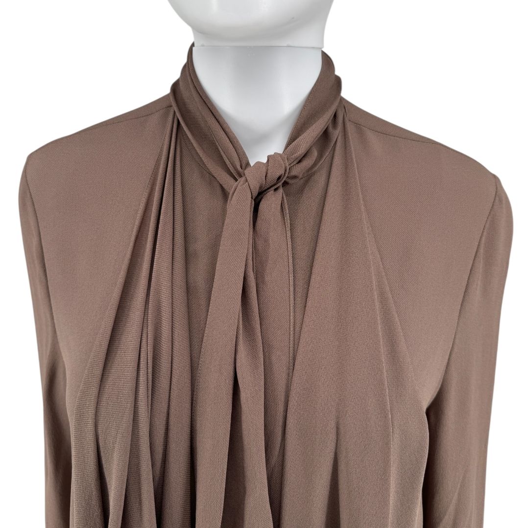 Fendi Draped Silk Georgette Blouse in Cocoa Brown – Size IT 42 (US 6)