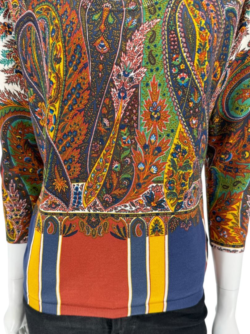 Etro Milano Multicolor Paisley Silk Knit Top – Size 46 (IT)