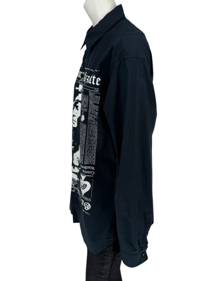 Galliano Gazette Oversized Graphic Cotton Shirt – Size 54 (Men's)