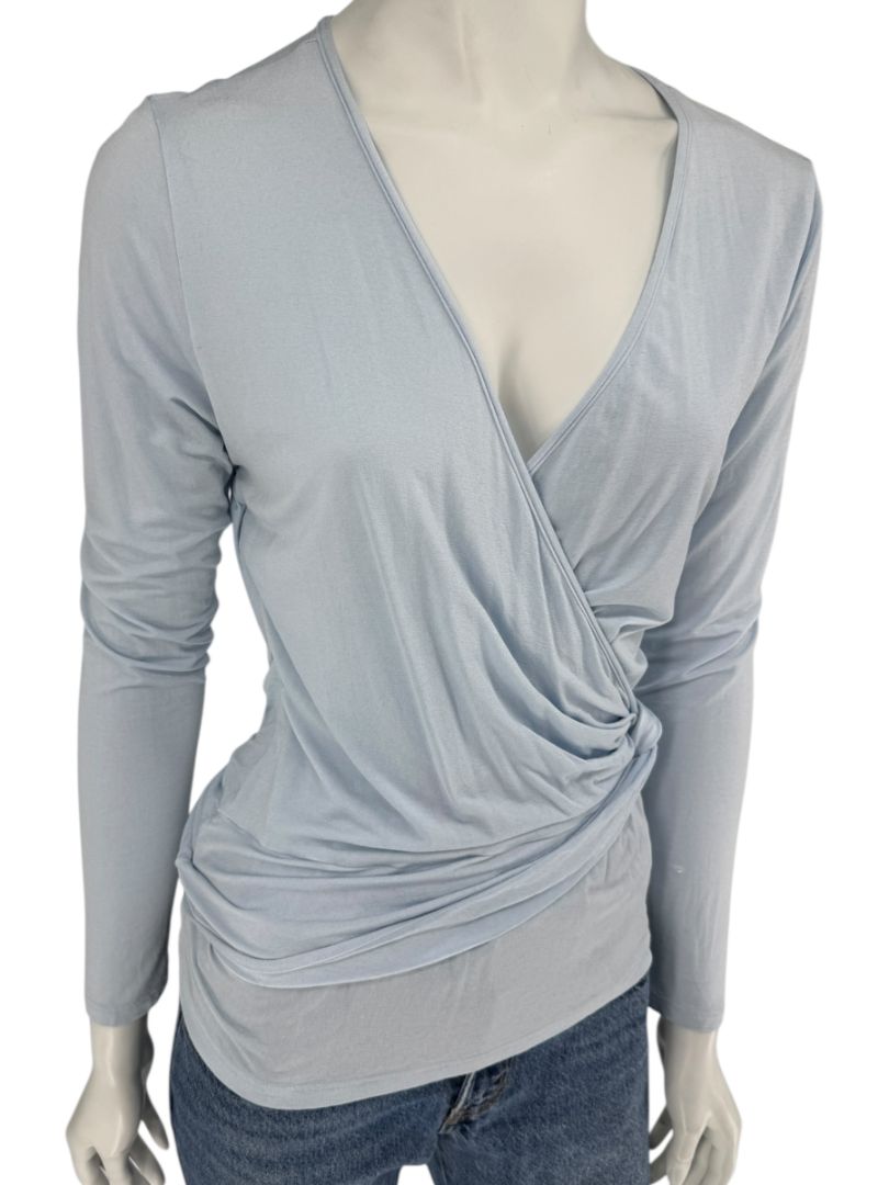 René Lezard Light Blue Draped Wrap Long Sleeve Top – Large  Made in Germany
