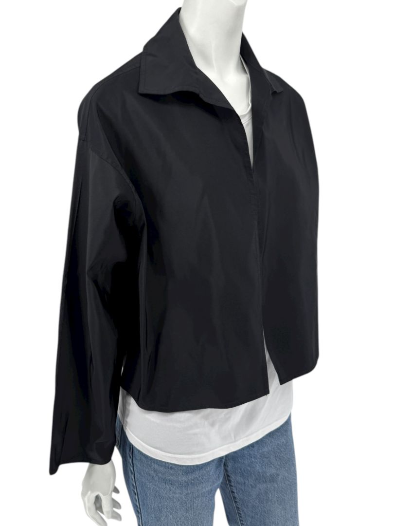 Zoran Black 100% Silk Cropped Jacket – Size Large