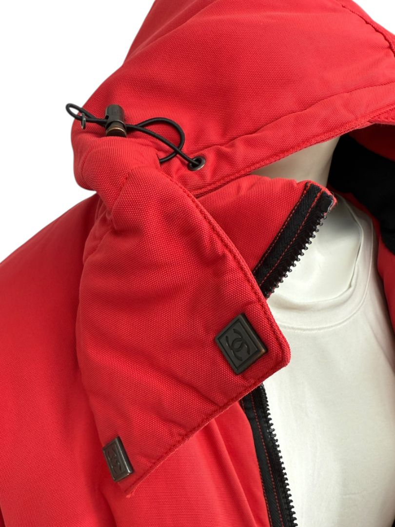 Chanel Red Hooded Puffer Technical Jacket – Size 42