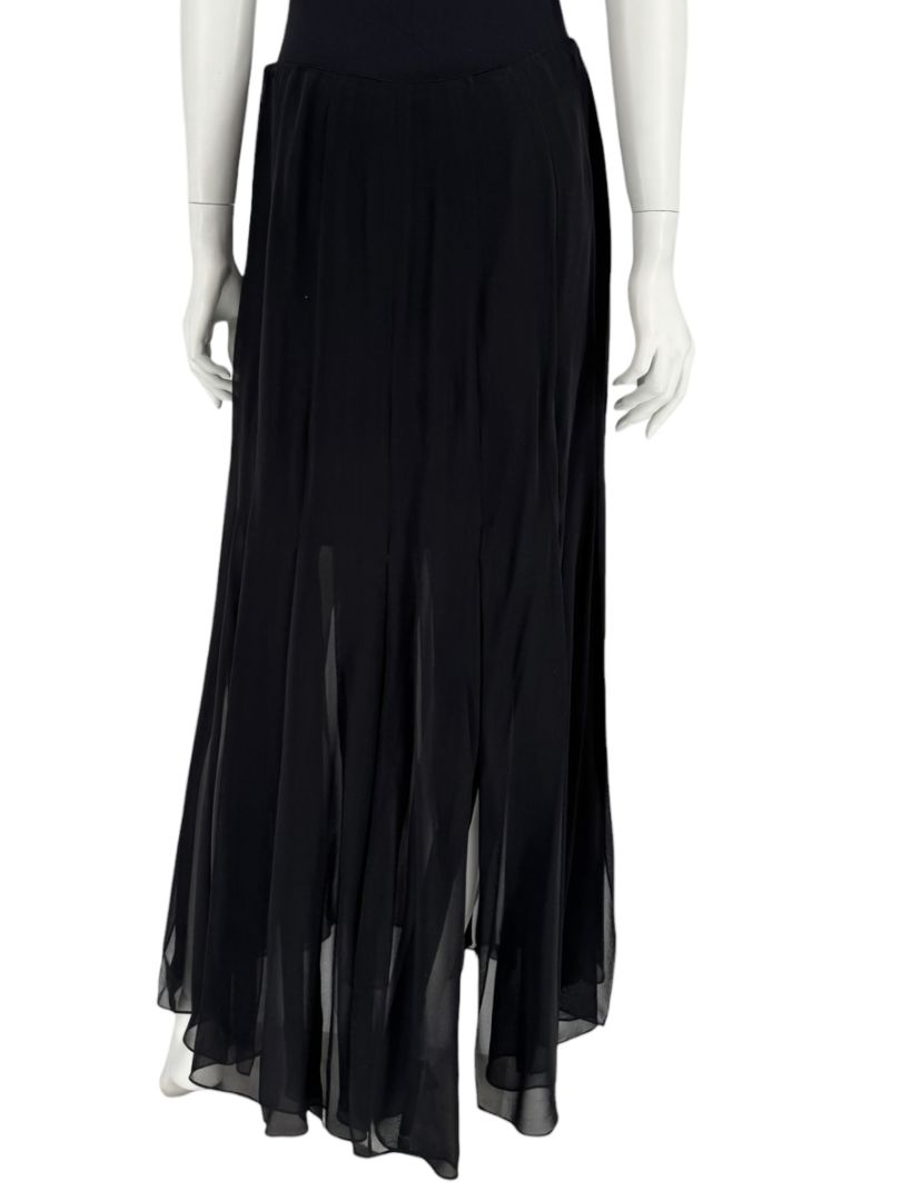 Dana Buchman Black Silk Pleated Maxi Skirt – Size 10