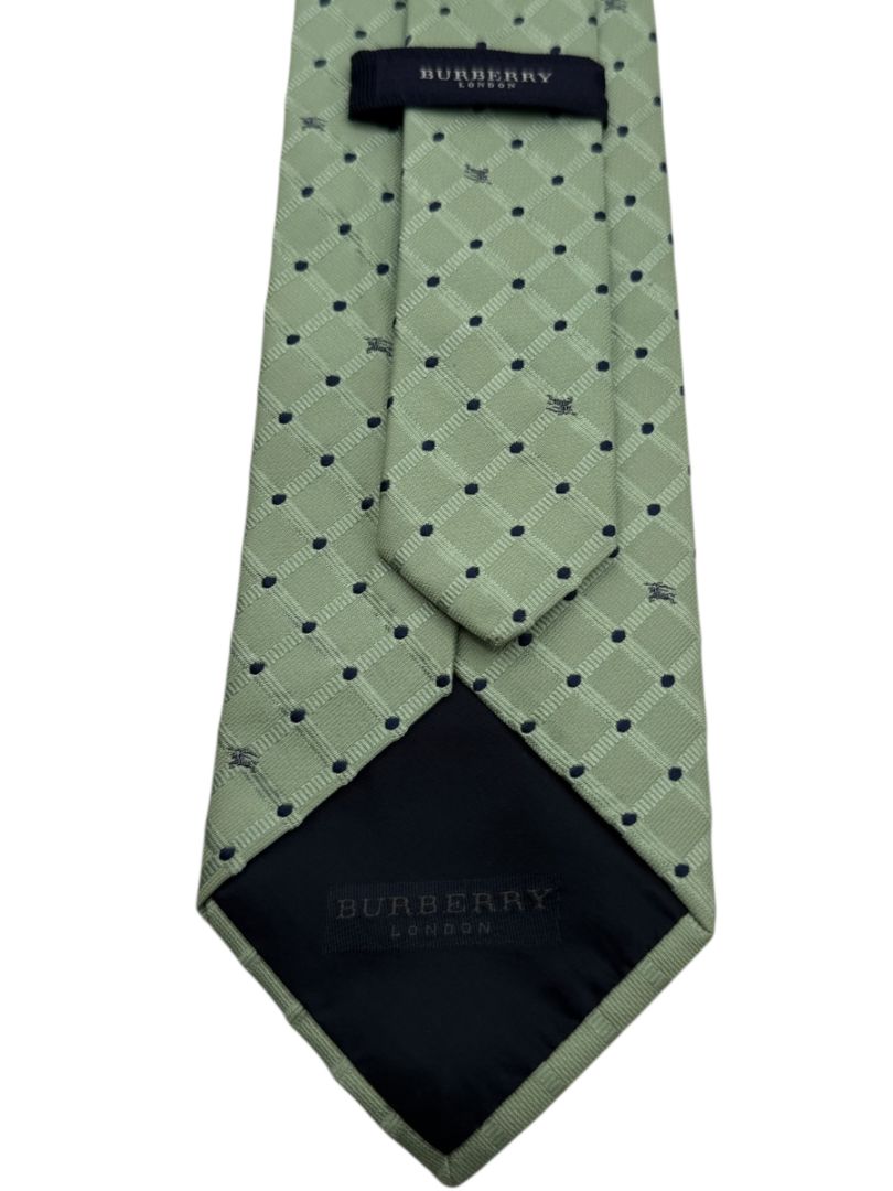 Burberry London Sage Green Geometric Micro-Dot Silk Neck Tie