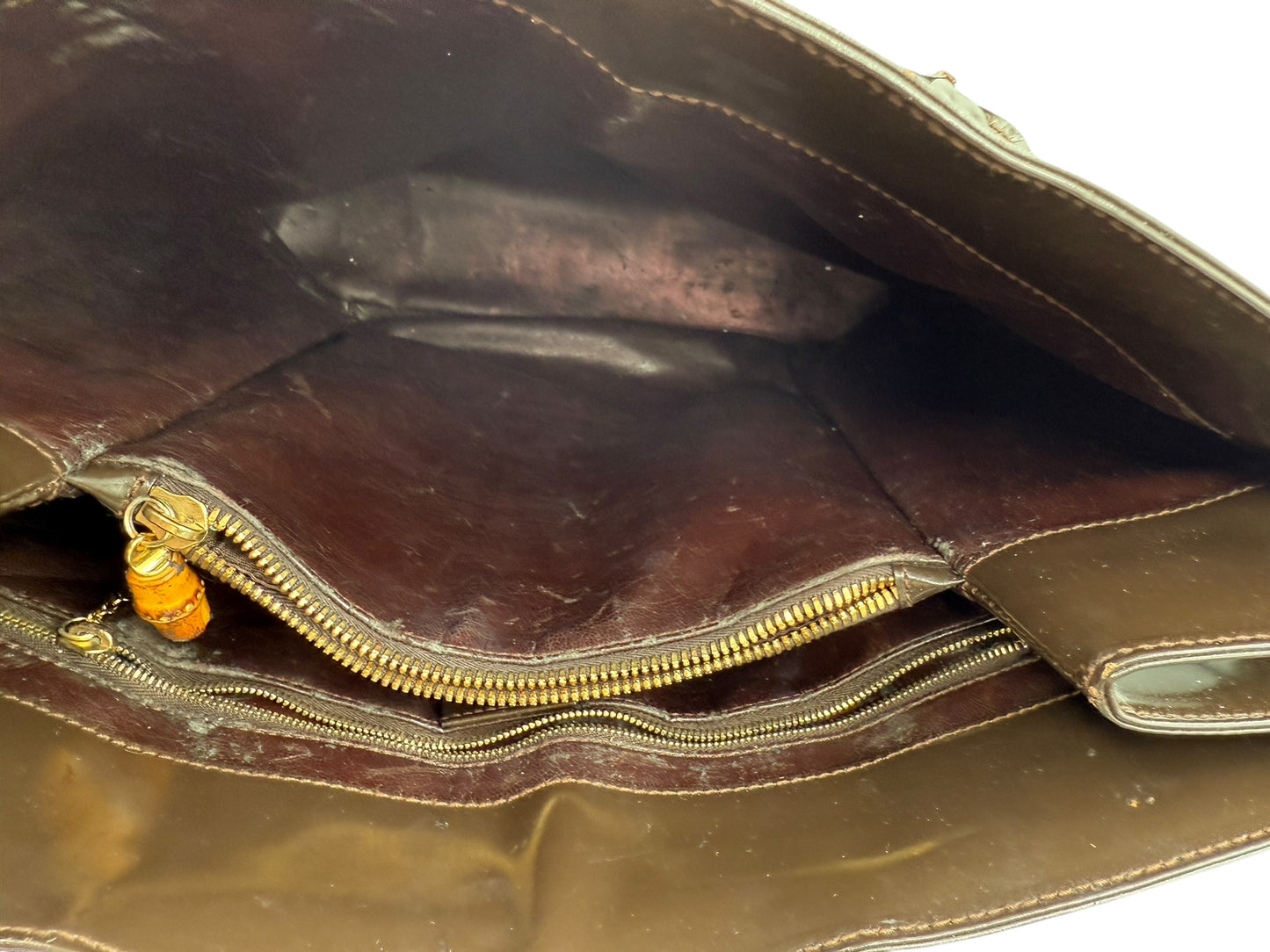 GUCCI Vintage Brown Patent Leather Tote