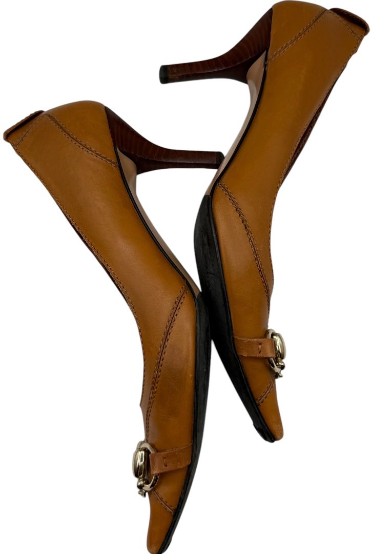 Gucci Tan Leather Horsebit Pumps – Size 36.5 – Good Preowned Condition