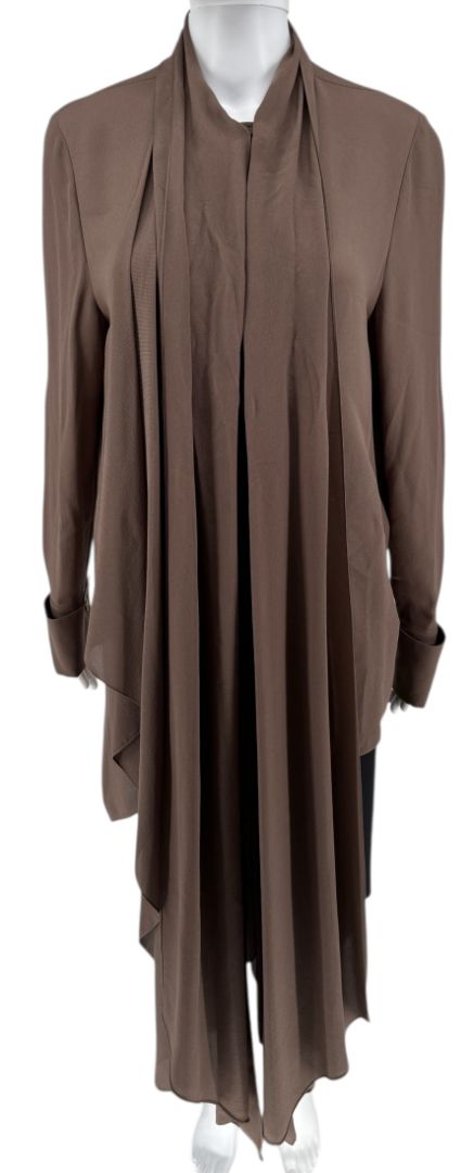 Fendi Draped Silk Georgette Blouse in Cocoa Brown – Size IT 42 (US 6)