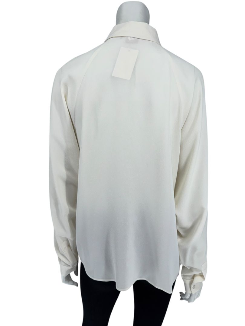 Michael Kors Ivory Silk Blend Button-Up Blouse - Size 8