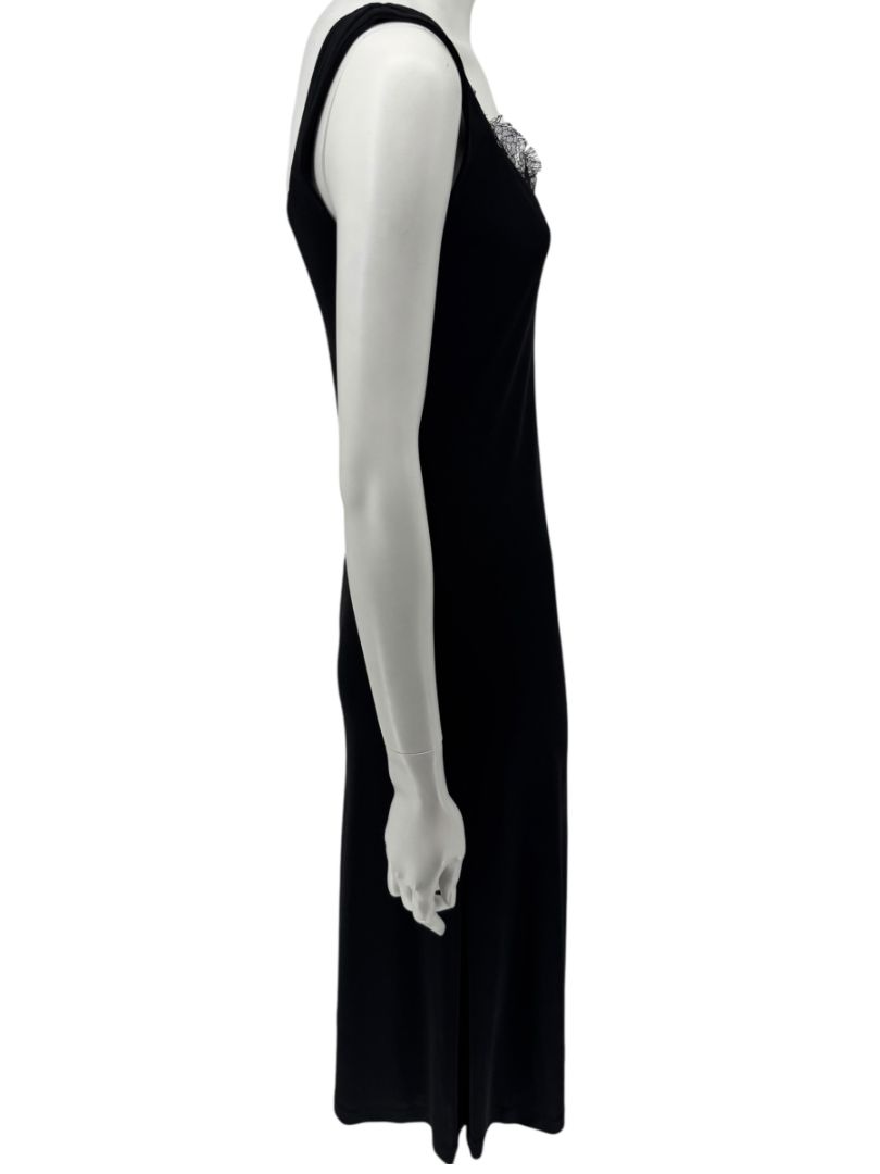 Lida Baday Black Sleeveless Midi Dress with Lace Trim – Size M