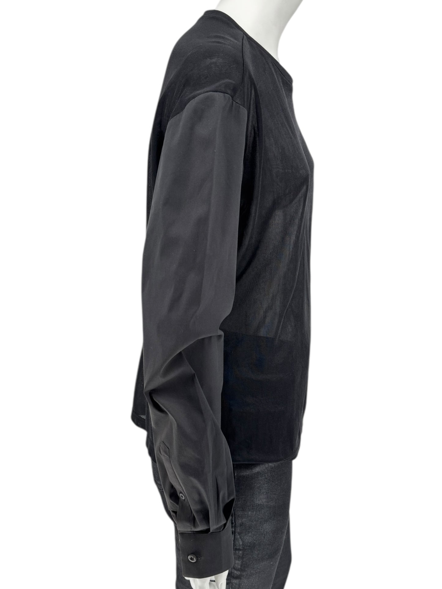 Prada Black Mixed-Fabric Long Sleeve Top – Size IT 40