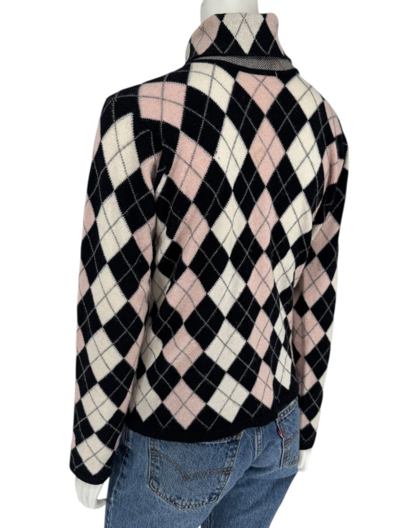 Pringle of Scotland 100% Cashmere Argyle Turtleneck Sweater – Size XL