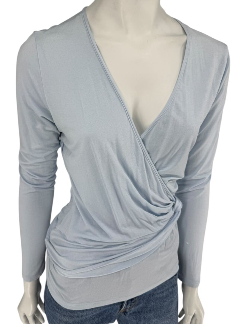 René Lezard Light Blue Draped Wrap Long Sleeve Top – Large  Made in Germany