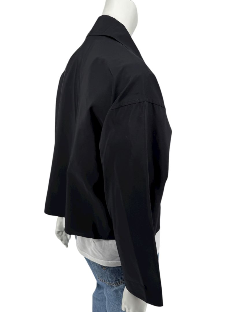Zoran Black 100% Silk Cropped Jacket – Size Large