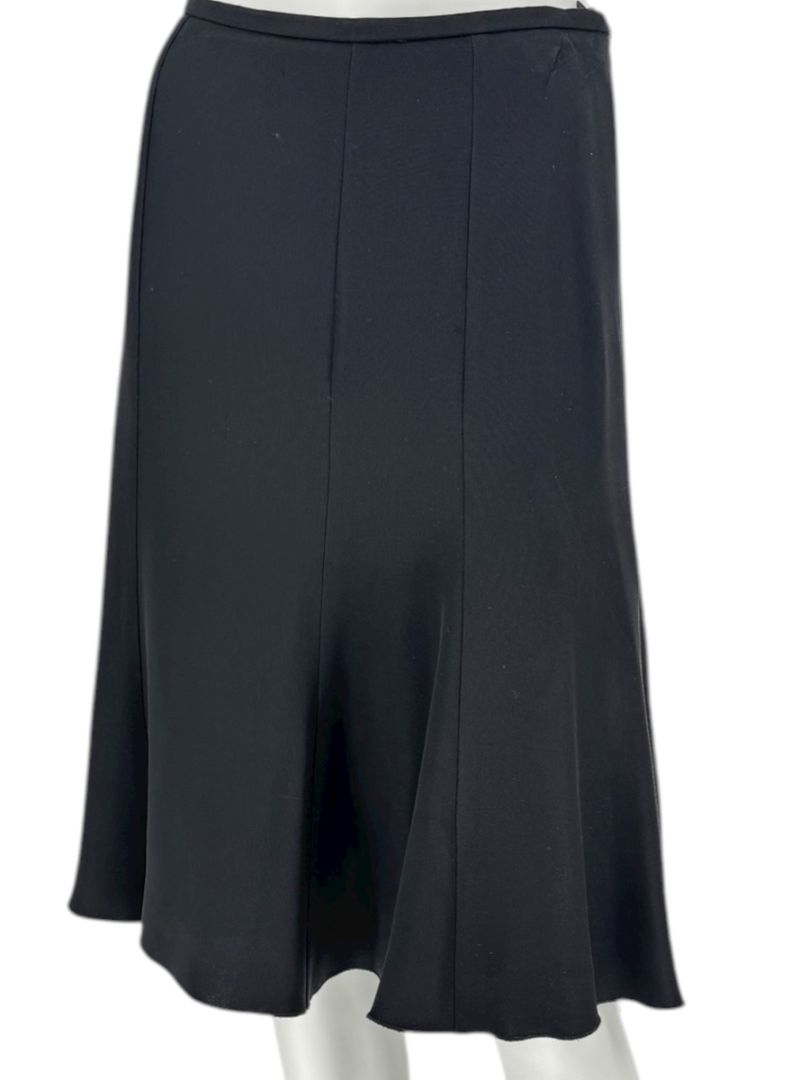 Armani Collezioni Black Acetate–Silk Flounce-Hem Skirt – Size 12 (IT 48)