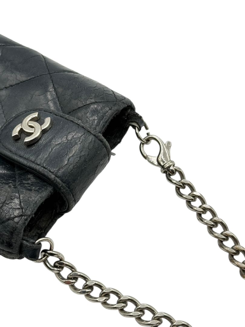 Chanel Vintage Black Quilted Leather Cell Phone Holder – Silver-Tone Hardware