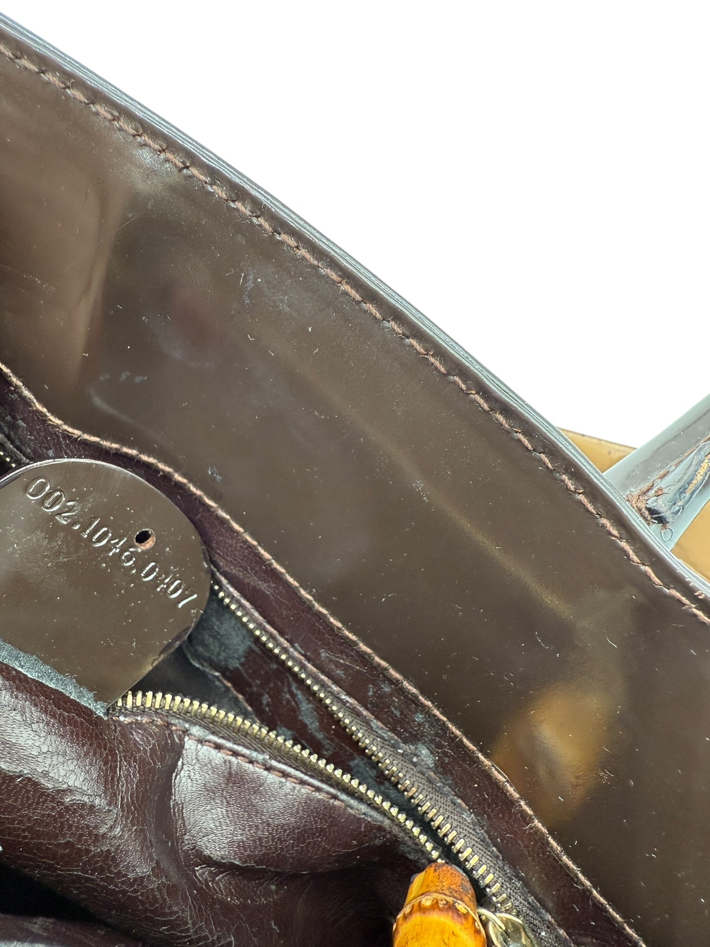 GUCCI Vintage Brown Patent Leather Tote