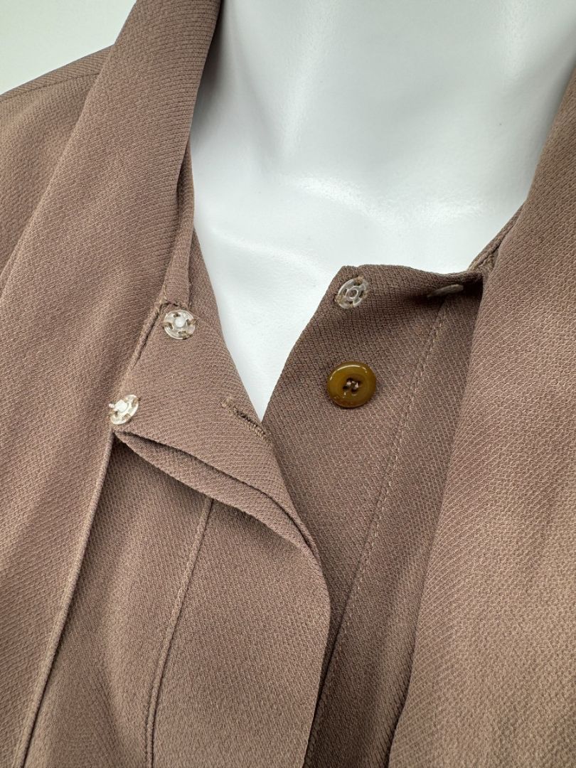 Fendi Draped Silk Georgette Blouse in Cocoa Brown – Size IT 42 (US 6)
