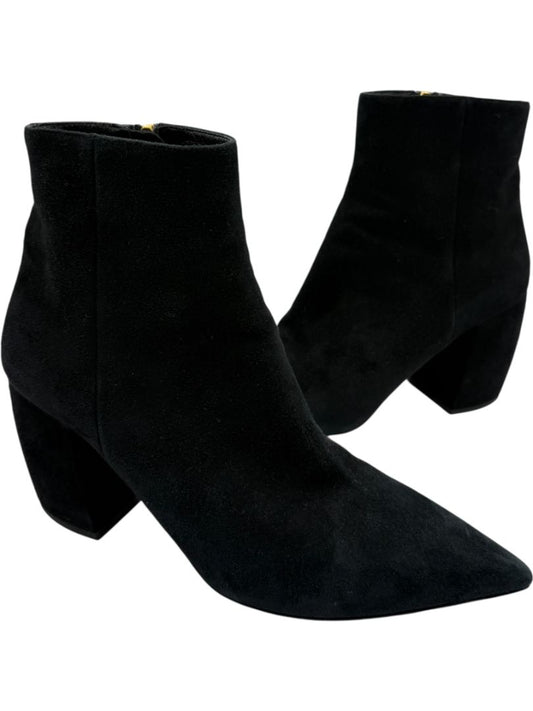 Prada Black Suede Pointed-Toe Booties – Size 39