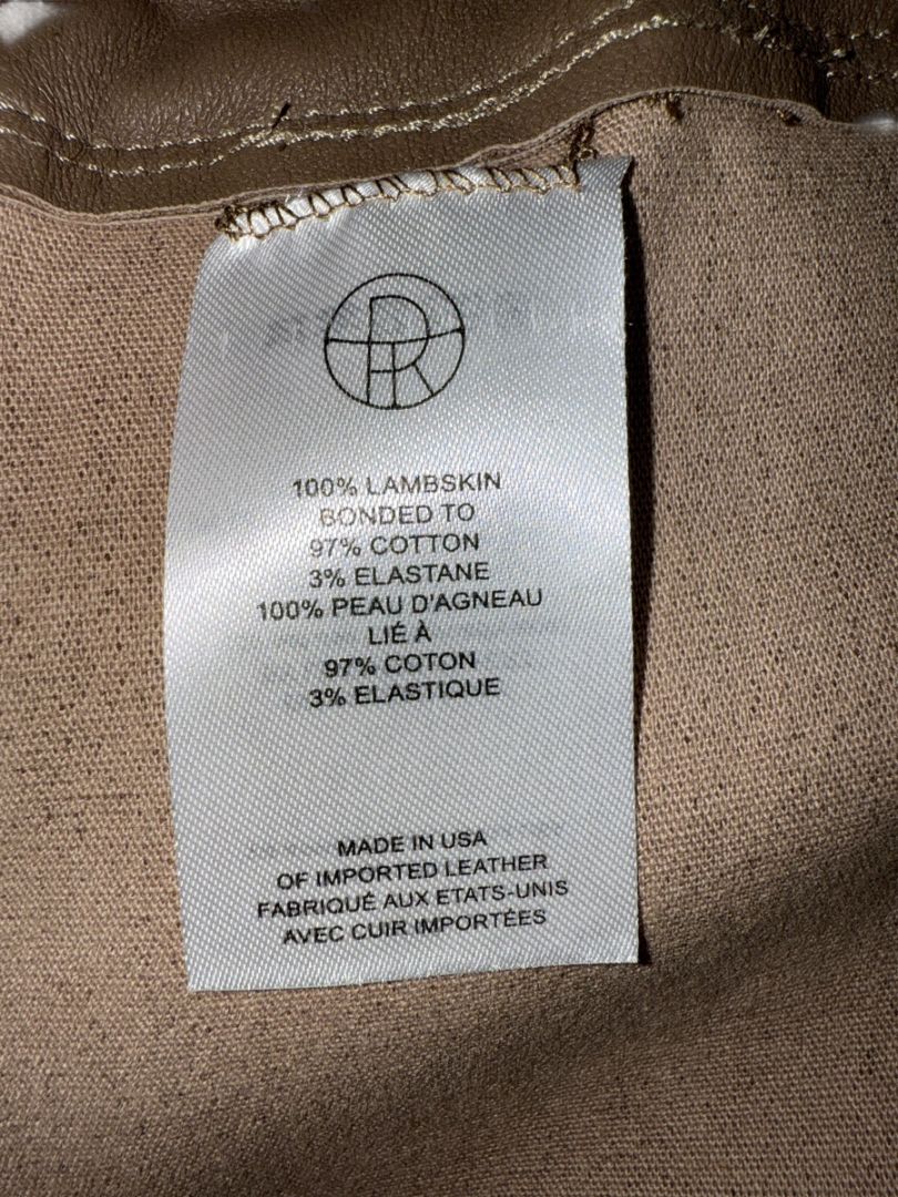 The Row Taupe Lambskin Stretch Leather Leggings – Size L