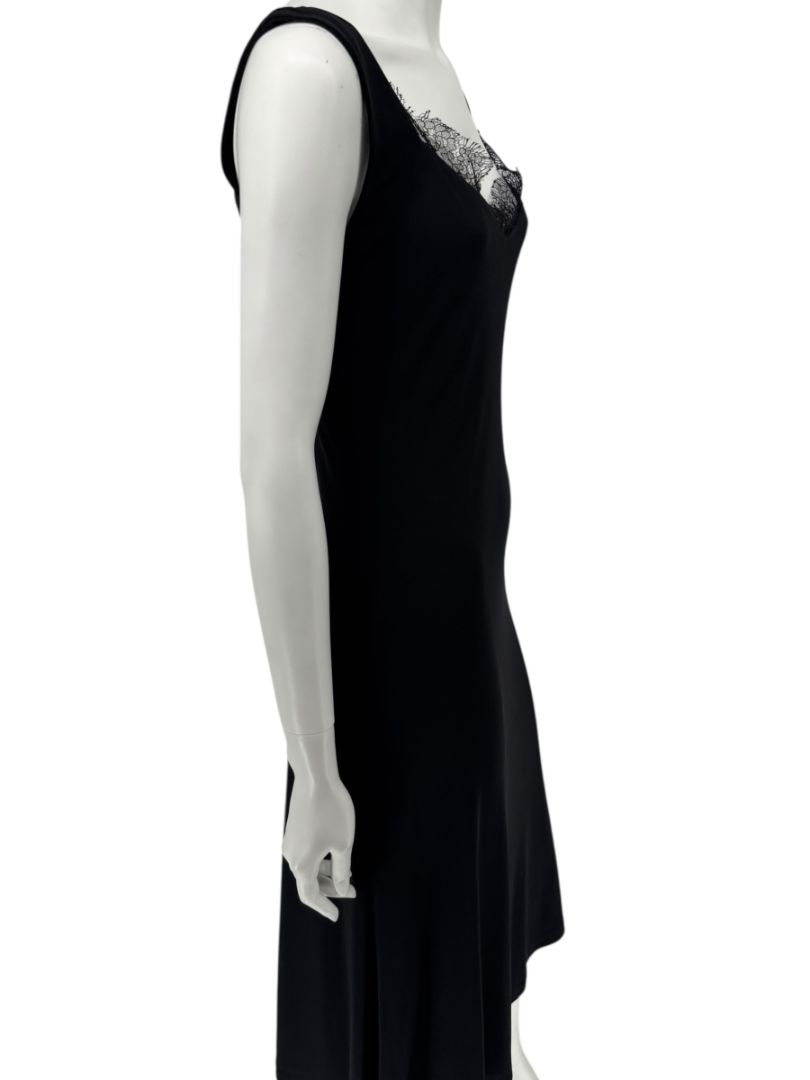 Lida Baday Black Sleeveless Midi Dress with Lace Trim – Size M