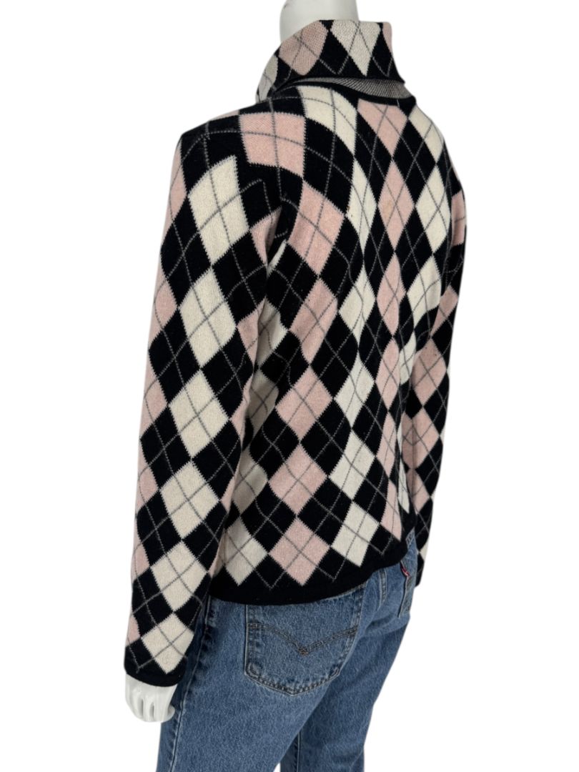 Pringle of Scotland 100% Cashmere Argyle Turtleneck Sweater – Size XL