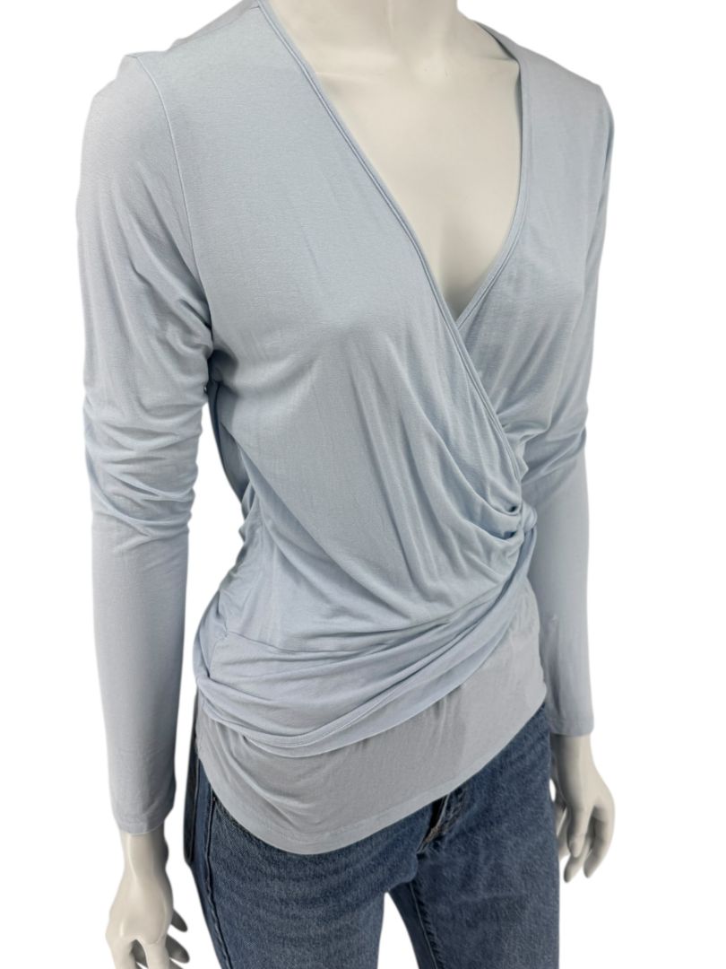 René Lezard Light Blue Draped Wrap Long Sleeve Top – Large  Made in Germany